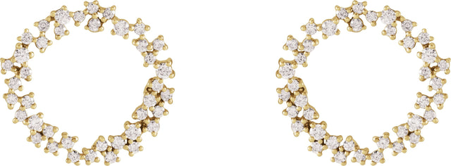 14K Gold Round Natural Diamond Accented Circle Earrings - Yellow Gold - view 2