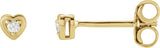 14K Gold Natural Diamond Round 3-Prong Youth Heart Earrings - Yellow Gold