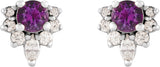 Platinum Round Natural Amethyst Accented Earrings - view 2
