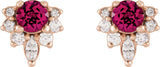 14K Gold Round Natural Pink Tourmaline Accented Earrings - Rose Gold - view 2