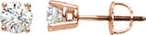 14K Gold Natural Diamond Round 4-Prong Stud Earrings – 2.8-6.3mm Stones - Rose Gold