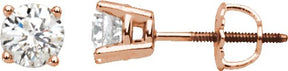 14K Gold Natural Diamond Round 4-Prong Stud Earrings – 2.8-6.3mm Stones - Rose Gold