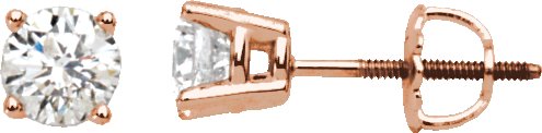14K Gold Natural Diamond Round 4-Prong Stud Earrings – 2.8-6.3mm Stones - Rose Gold