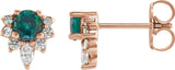 14K Gold Round Natural Alexandrite Accented Earrings - Rose Gold