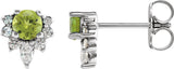 Platinum Round Natural Peridot Accented Earrings