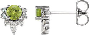 Platinum Round Natural Peridot Accented Earrings