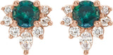 14K Gold Round Lab-Grown Alexandrite Accented Earrings - Rose Gold - view 2