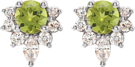Platinum Round Natural Peridot Accented Earrings - view 2
