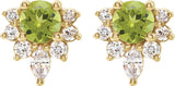14K Gold Round Natural Peridot Accented Earrings - Yellow Gold - view 2