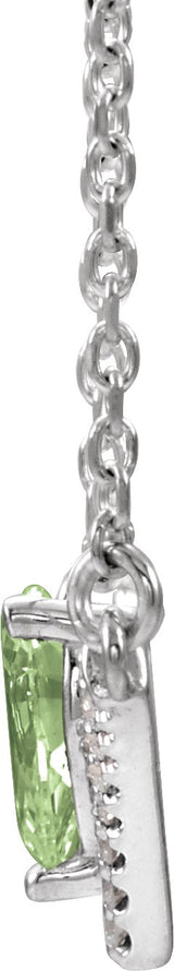 Platinum Pear Natural Peridot Accented V Necklace - view 2