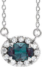 Platinum Oval Lab-Grown Alexandrite French-Set Halo-Style Necklace