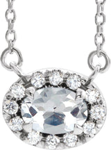 Platinum Oval Natural Diamond French-Set Halo-Style Necklace