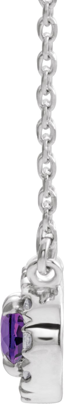 Platinum Oval Natural Amethyst French-Set Halo-Style Necklace - view 2
