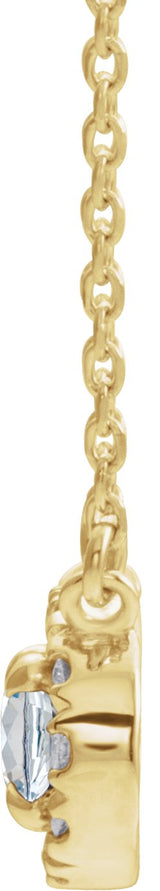 14K Gold Oval Natural White Sapphire French-Set Halo-Style Necklace - Yellow Gold - view 2