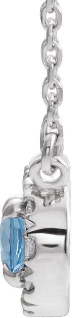 Platinum Oval Natural Aquamarine French-Set Halo-Style Necklace - view 2