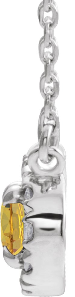 Platinum Oval Natural Citrine French-Set Halo-Style Necklace - view 2