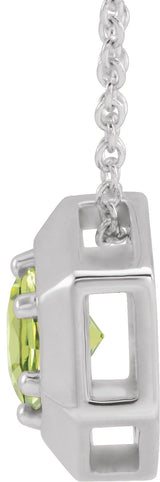 14K Gold Round Natural Peridot Geometric Necklace or Pendant - White Gold - view 2