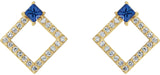 14K Gold Square Natural Tanzanite Accented Geometric Earrings - Yellow Gold - view 2