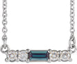 Platinum Straight Baguette Lab-Grown Alexandrite Accented Bar Necklace – 1/8 CTW