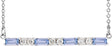 Platinum Straight Baguette Natural Tanzanite Accented Bar Necklace