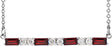 14K Gold Straight Baguette Natural Mozambique Garnet Accented Bar Necklace - White Gold
