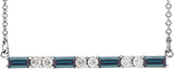 Platinum Straight Baguette Lab-Grown Alexandrite Accented Bar Necklace