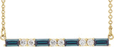 14K Gold Straight Baguette Lab-Grown Alexandrite Accented Bar Necklace - Yellow Gold