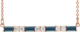 14K Gold Straight Baguette Lab-Grown Alexandrite Accented Bar Necklace - Rose Gold