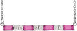 Platinum Straight Baguette Natural Pink Tourmaline Accented Bar Necklace