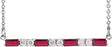 14K Gold Straight Baguette Natural Ruby Accented Bar Necklace - White Gold