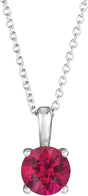 Platinum Round Natural Ruby Solitaire Necklace or Pendant