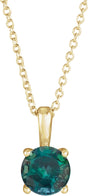 14K Gold Round Lab-Grown Alexandrite Solitaire Necklace or Pendant - Yellow Gold