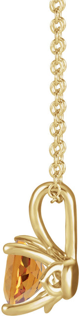 14K Gold Round Natural Citrine Solitaire Necklace or Pendant - Yellow Gold - view 2