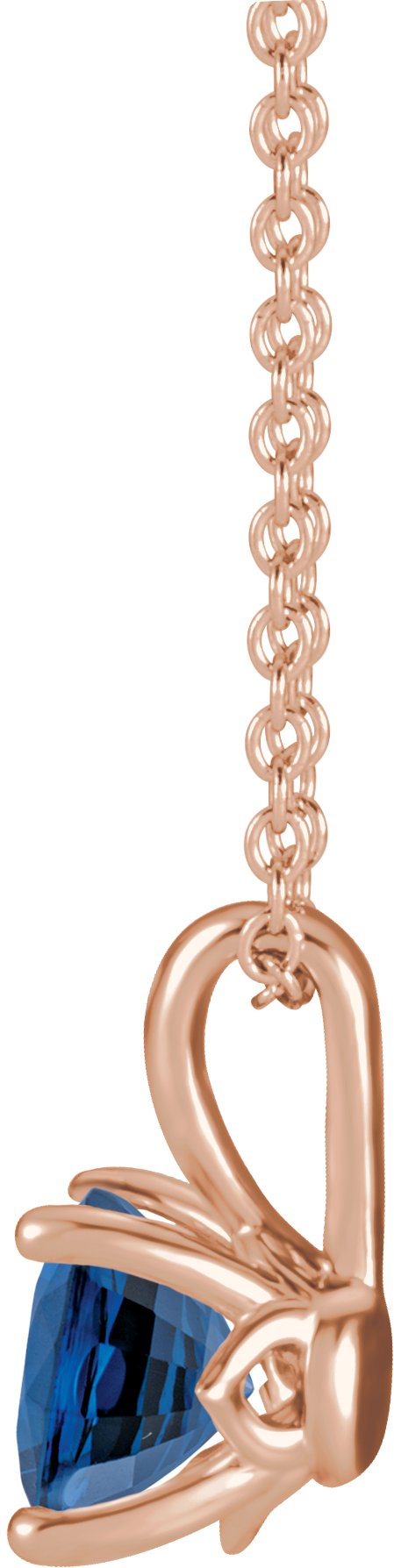 14K Gold Round Natural Blue Sapphire Solitaire Necklace or Pendant - Rose Gold - view 2