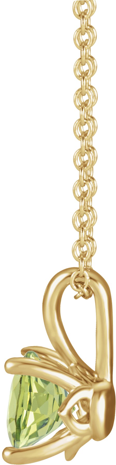 14K Gold Round Natural Peridot Solitaire Necklace or Pendant - Yellow Gold - view 2