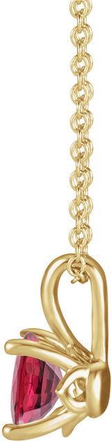 14K Gold Round Natural Ruby Solitaire Necklace or Pendant - Yellow Gold - view 2