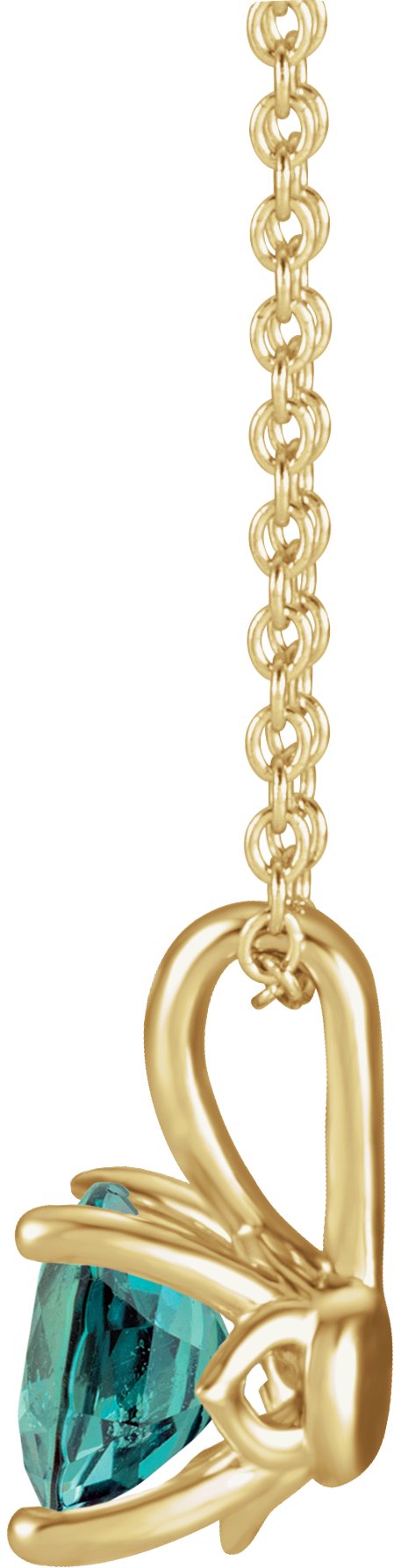 14K Gold Round Lab-Grown Alexandrite Solitaire Necklace or Pendant - Yellow Gold - view 2