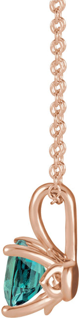14K Gold Round Lab-Grown Alexandrite Solitaire Necklace or Pendant - Rose Gold - view 2