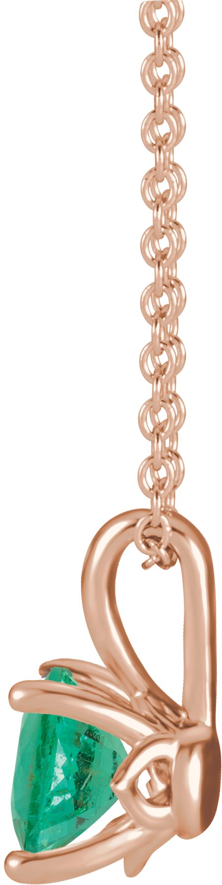 14K Gold Round Lab-Grown Emerald Solitaire Necklace or Pendant II - Rose Gold - view 2