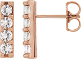 14K Gold Round Lab-Grown Diamond Accented Bar Earrings - Rose Gold