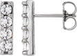 Platinum Round Natural Diamond Accented Bar Earrings – 2.5mm Stones