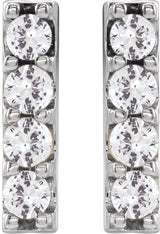 14K Gold Round Lab-Grown Diamond Accented Bar Earrings - White Gold - view 2
