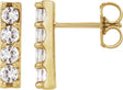 14K Gold Round Natural Diamond Accented Bar Earrings – 2.5mm Stones - Yellow Gold