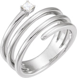 14K Gold Square Natural Diamond Accented Spiral Ring - White Gold
