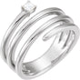 14K Gold Square Natural Diamond Accented Spiral Ring - White Gold