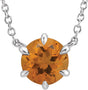 14K Gold Round Natural Citrine Solitaire Necklace II - White Gold