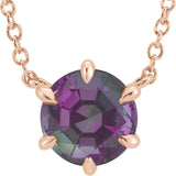 14K Gold Round Lab-Grown Alexandrite Solitaire Necklace II - Rose Gold