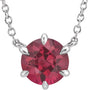 Platinum Round Natural Ruby Solitaire Necklace II