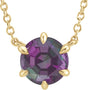14K Gold Round Lab-Grown Alexandrite Solitaire Necklace II - Yellow Gold