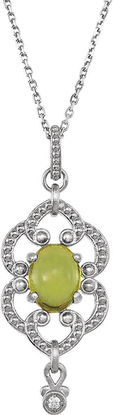 14K Gold Oval Natural Diamond Granulated Necklace or Pendant